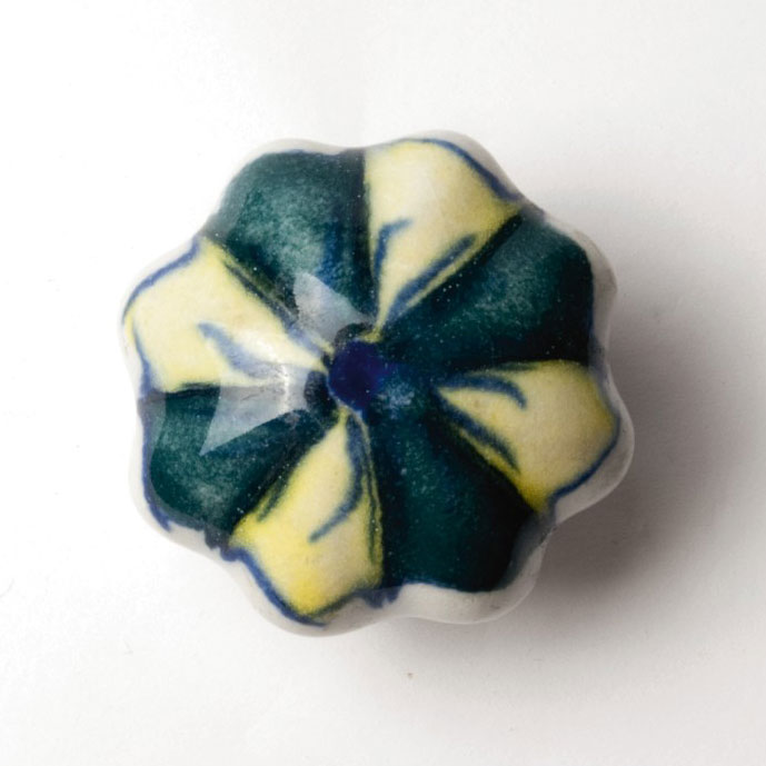 Keramik-Knauf 'Blume', grün, gelb, Ø 4,5 cm günstig bestellen