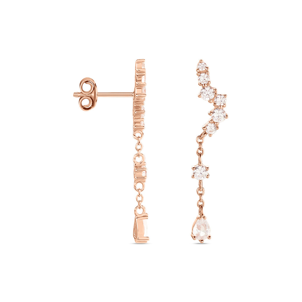 Boucles D'oreilles Pendantes Lir Argent Rose Oxyde De Zirconium