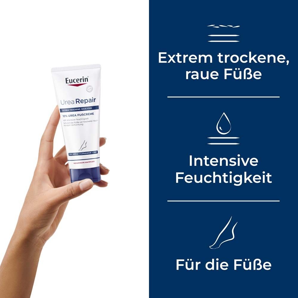 Eucerin® UreaRepair 10% Urea Fußcreme – Intensive Pflege und Feuchtigkeit für trockene bis extrem trockene Füße