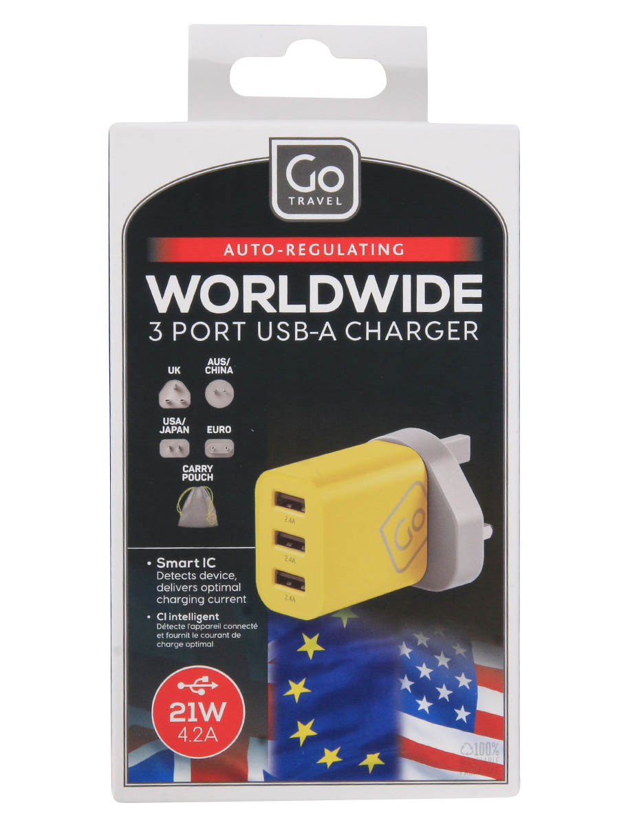 Adaptateur 3 ports USB Go Travel Electrique Monde