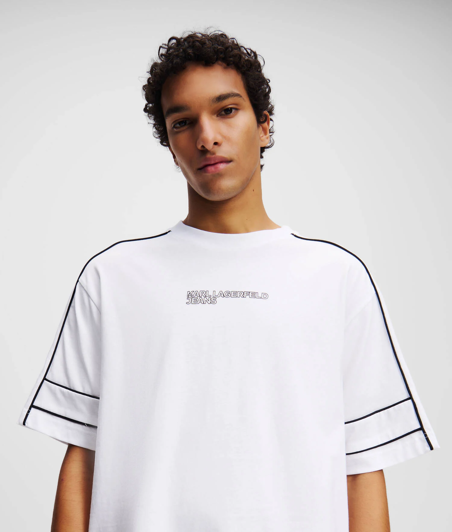 T-SHIRT À PASSEPOIL - Blanc