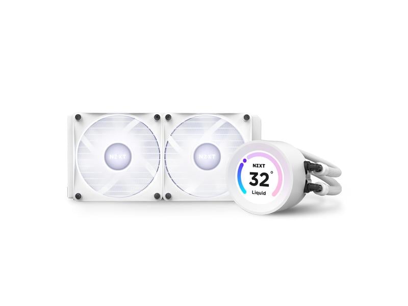 NZXT Wasserkühlung Kraken Elite RGB 240 Weiss Wasserkühler für Intel und AMD Prozessorsockel mit LCD-Display und leuchtenden, leisen RGB-Lüftern