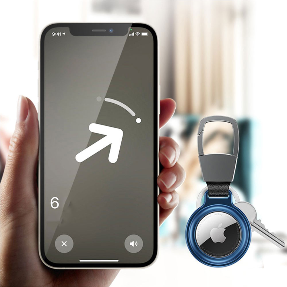 Apple AirTag Magnetische Alu Anhänger Hülle Schlüsselanhänger mit Karabinerhaken (Magnet-Technologie) - Silber