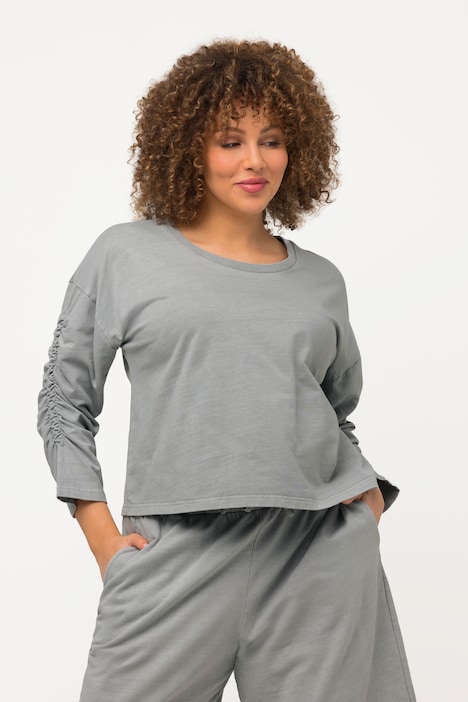 Sweatshirt, kurz, Oversized, Rundhals, 3/4-Arm