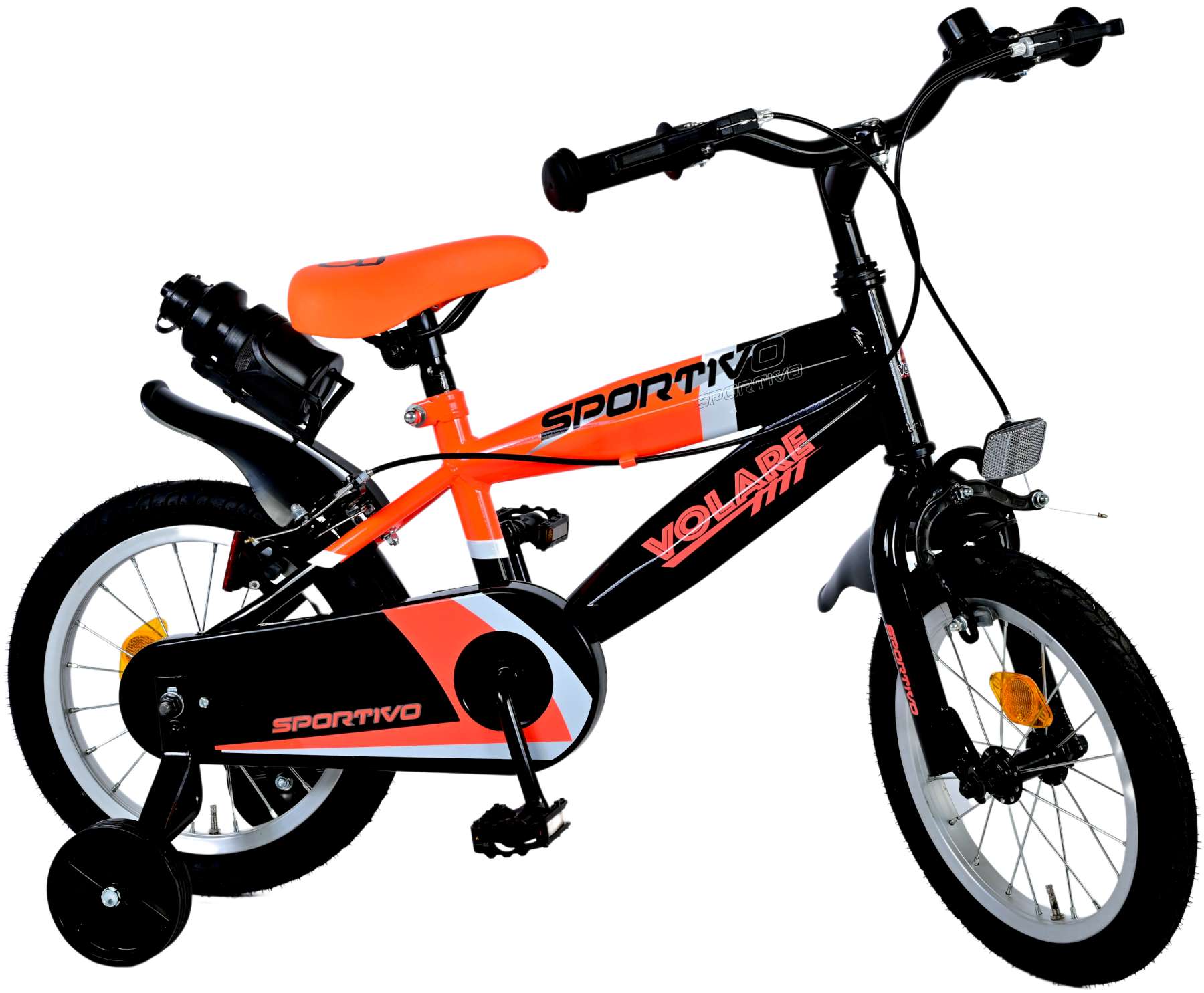 Kinderfahrrad Sportivo Jungen 14 Zoll Kinderrad Neon Orange Schwarz
