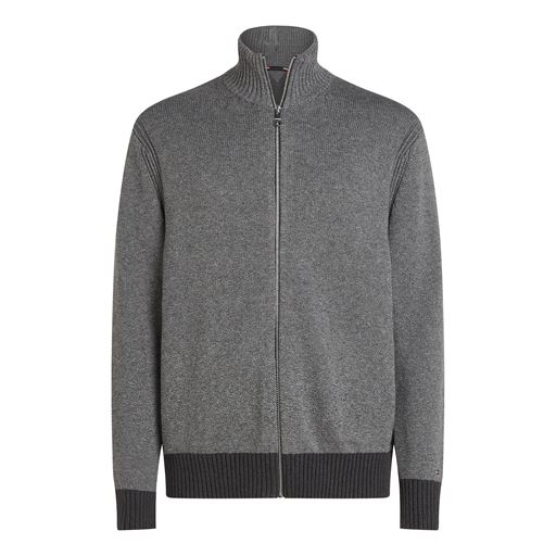 Tommy Hilfiger Mouline Zip Thru Striktrøje, Dark Grey/Light Grey, S