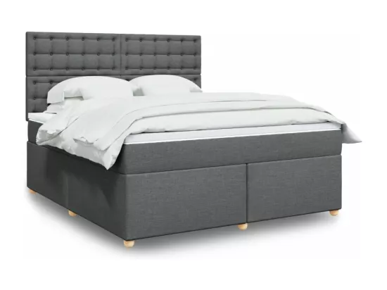 Sommier à lattes de lit avec matelas Gris foncé 180x200cm Tissu