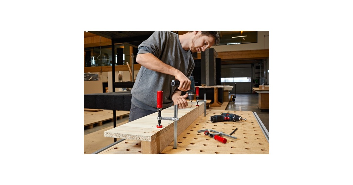 BESSEYGeheel stalen tafelklem GTR12 lijmklem  (Zilver/rood)