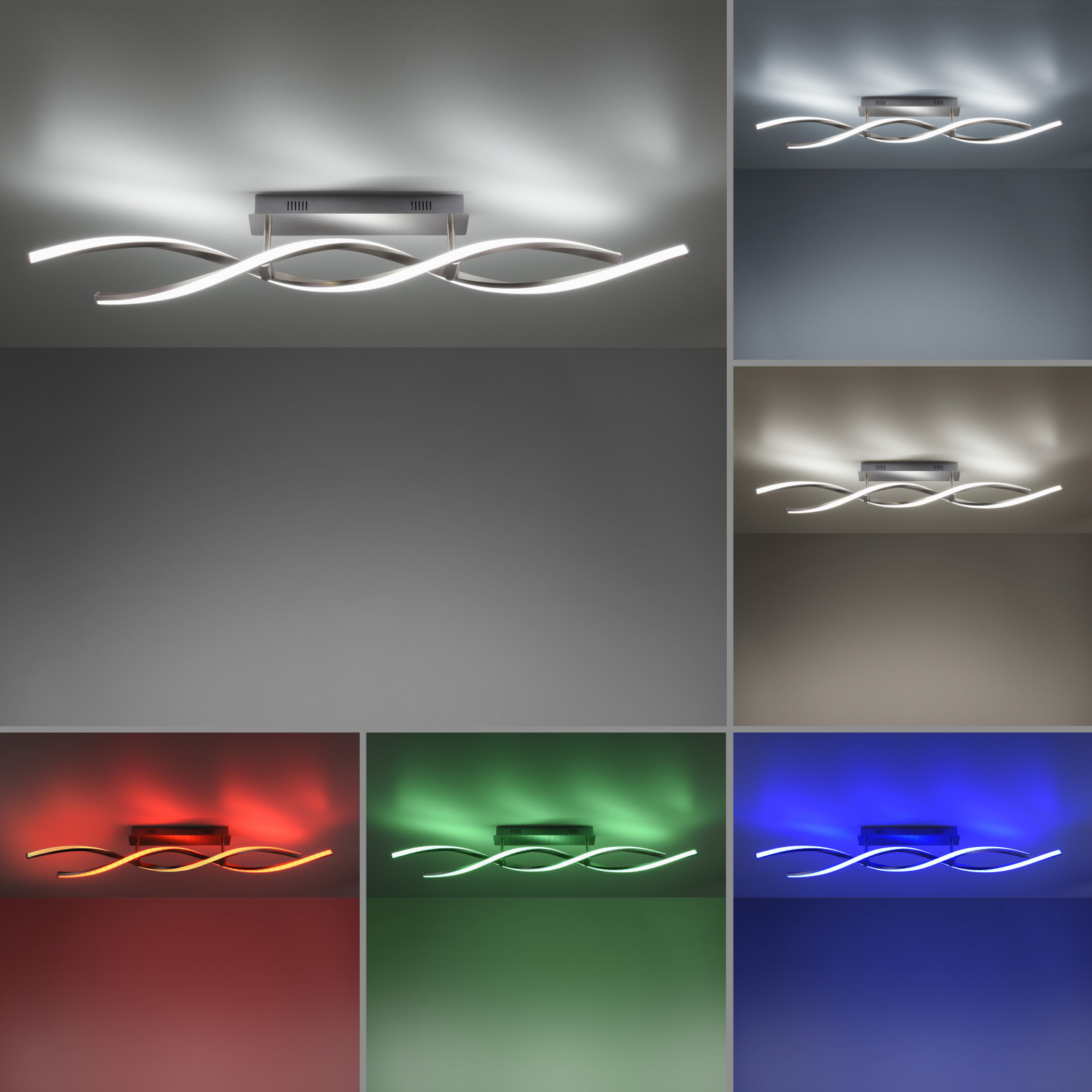 LED-Deckenleuchte - stahlfarben - SmartHome - RGB - 110 cm lang