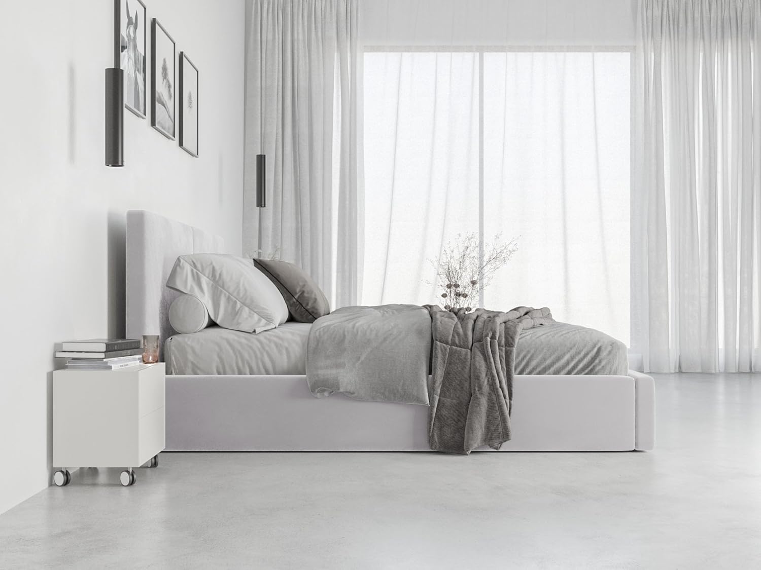 Interbeds Polsterbett 140x200 cm Bett Doppelbett mit Stauraum mit Lattenrost Bettkasten Boxspringbett hydrophob gepolsterter Bettrahmen (Hellgrau, 140x200cm)