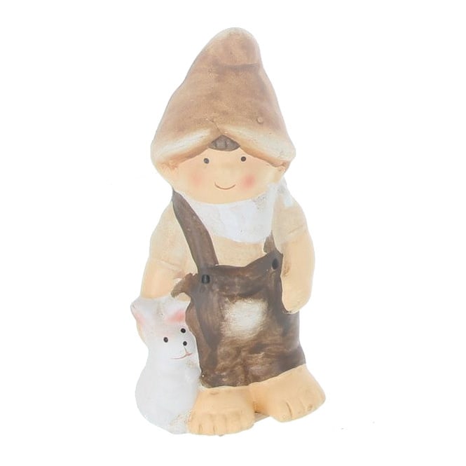 Junge mit Hase - aus Keramik - ca. 9 x 5,5 x 16,5 cm