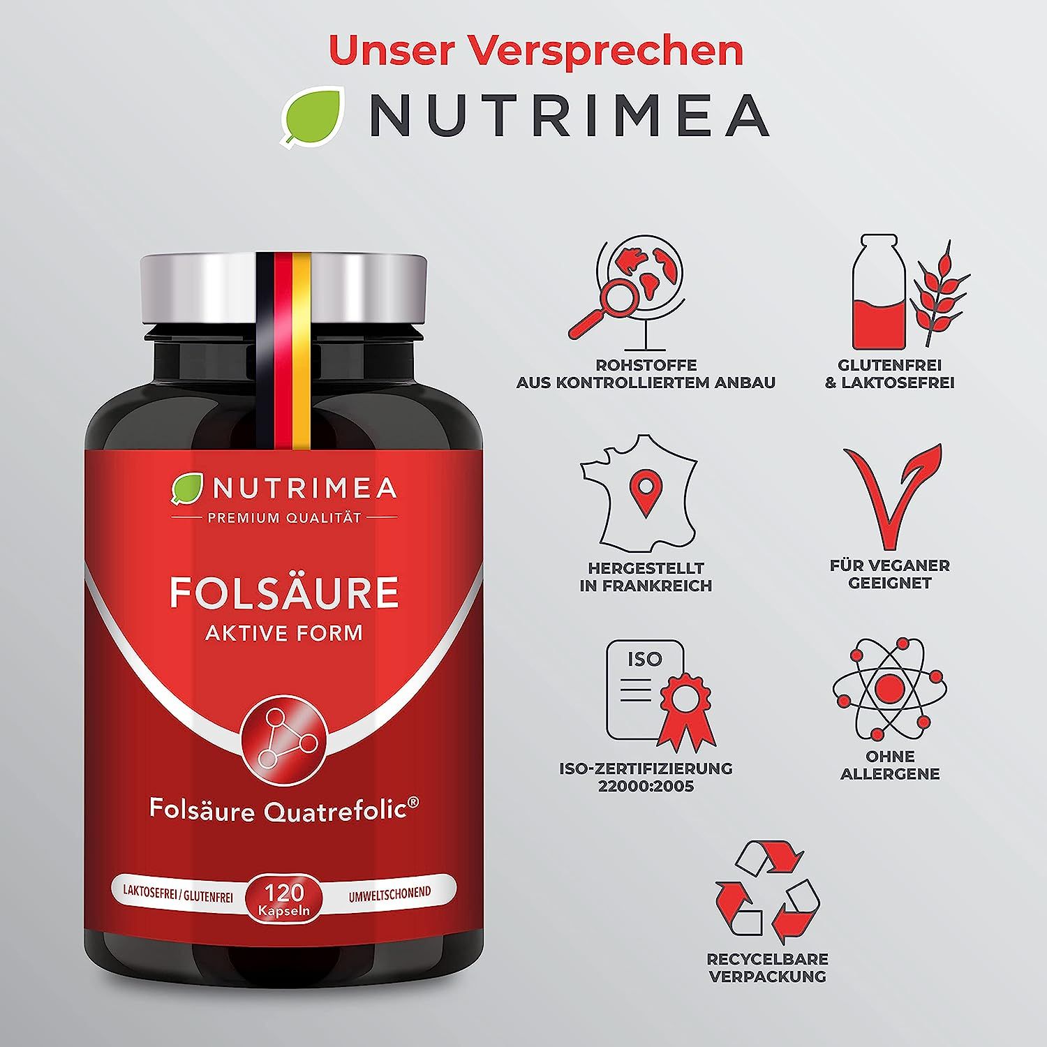 Nutrimea FOLSÄURE Vitamin B9 5-MTHF - Schwangerschaft Kinderwunsch