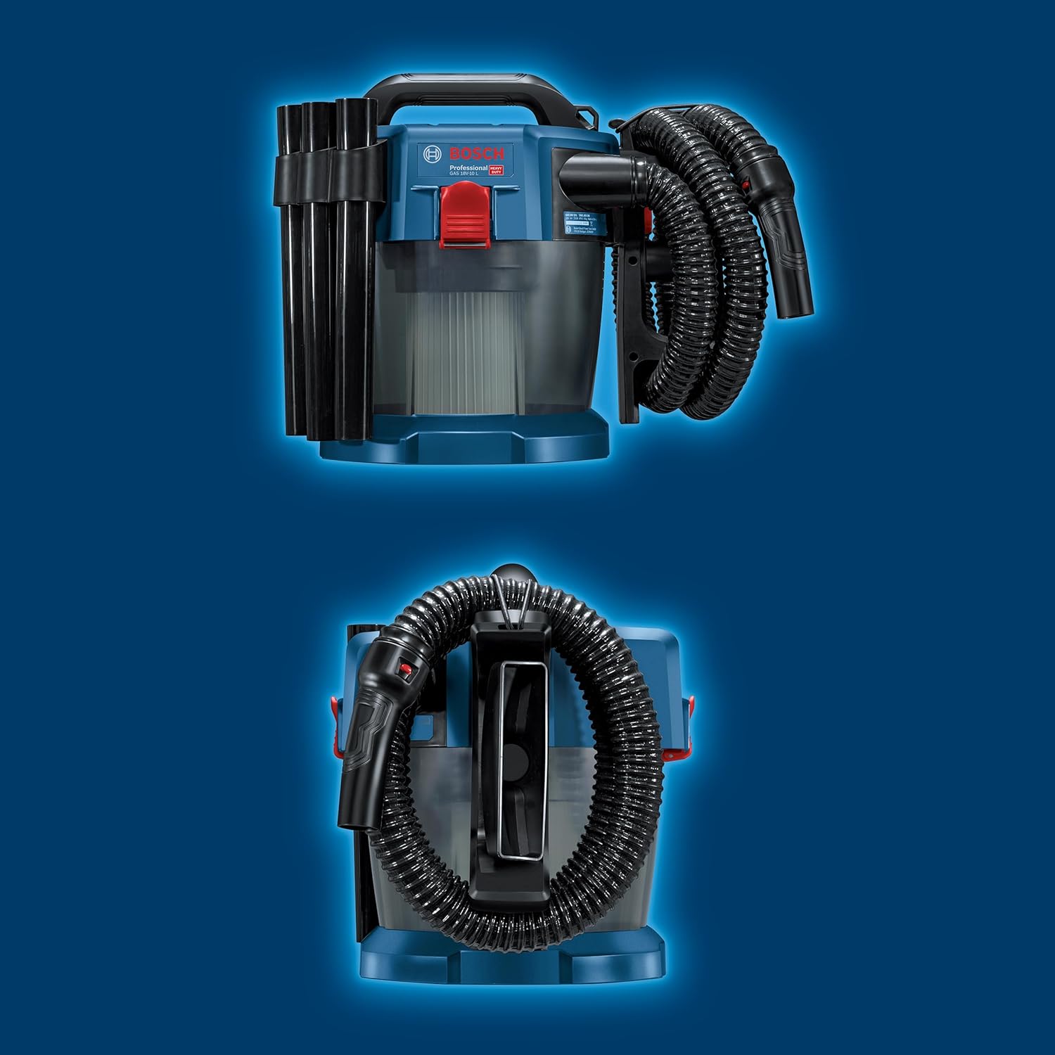 Bosch Professional 18V System Industriestaubsauger GAS 18V-10 L (inkl. 1,6 m Schlauch, 3 Verlängerungsrohre, ohne Akku/Ladegerät)