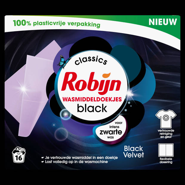 Robijn wasmiddelendoekjes zwart