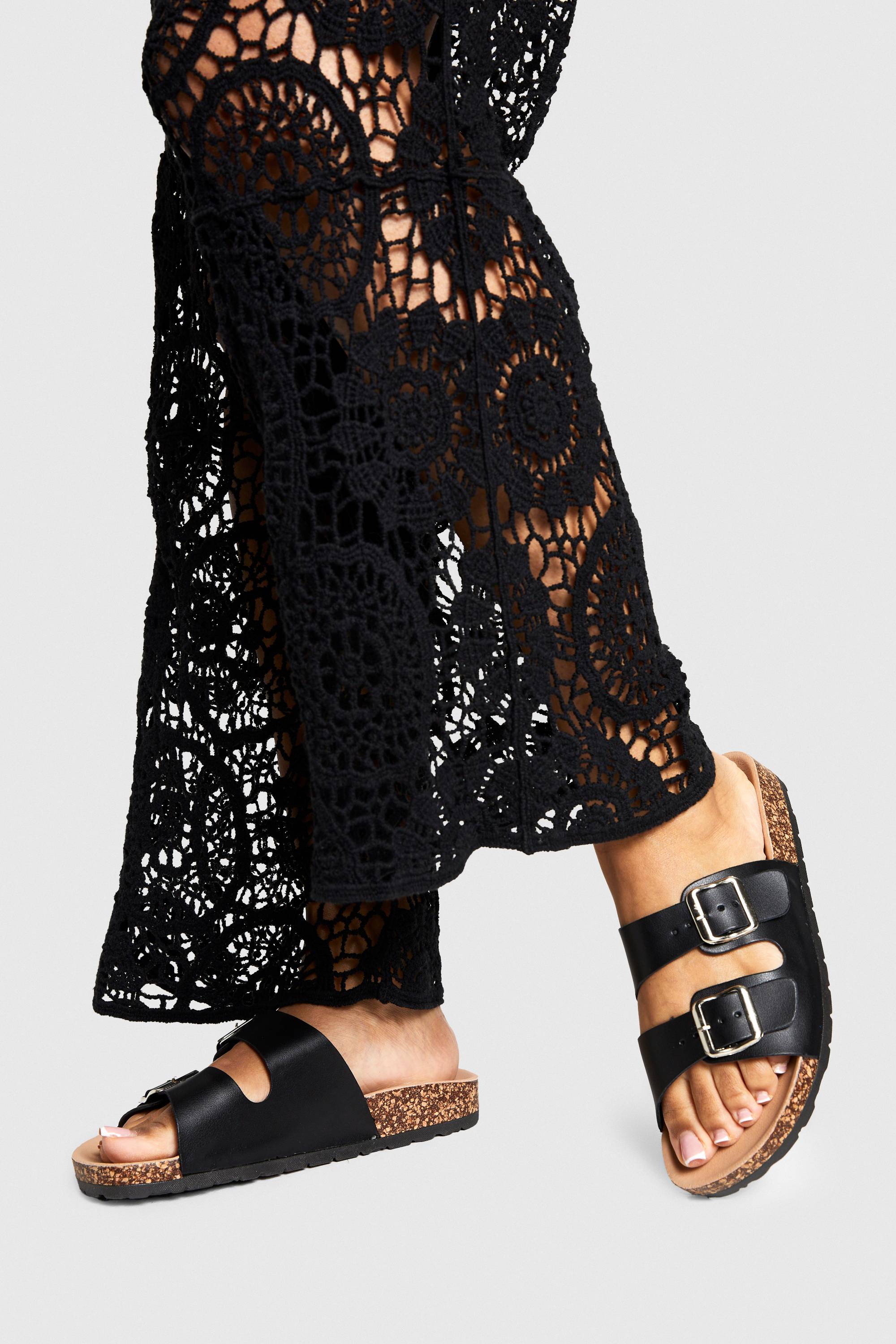 boohoo Double Buckle Footbed Slider