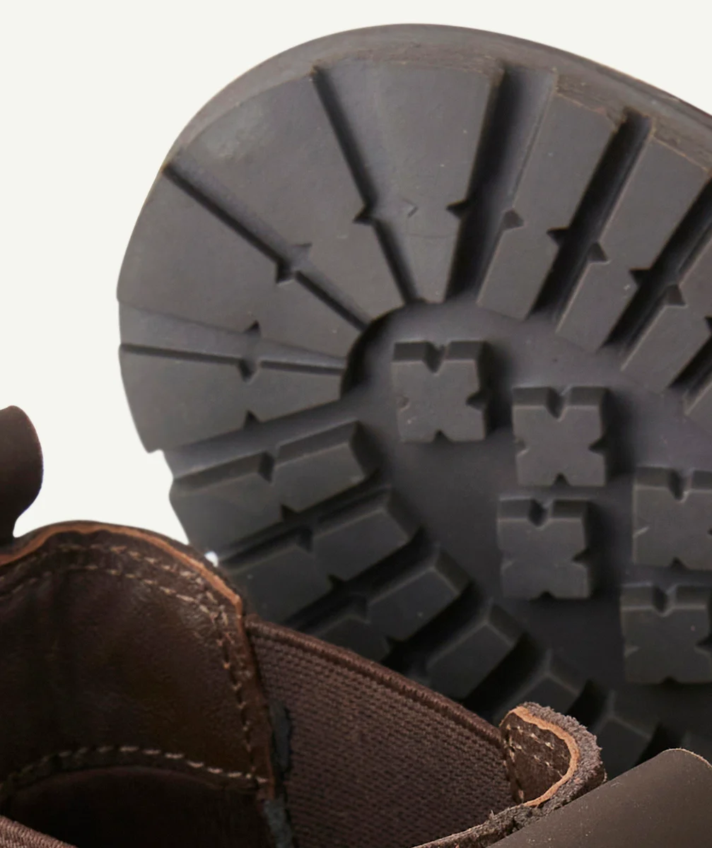 BOTTINES GARÇON EN CUIR MARRON