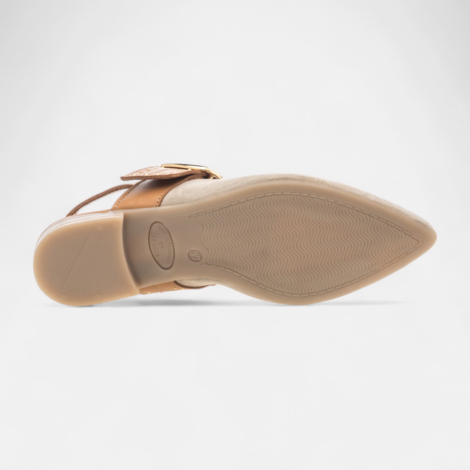 Escarpins avec bride arrière Femme en cuir beige