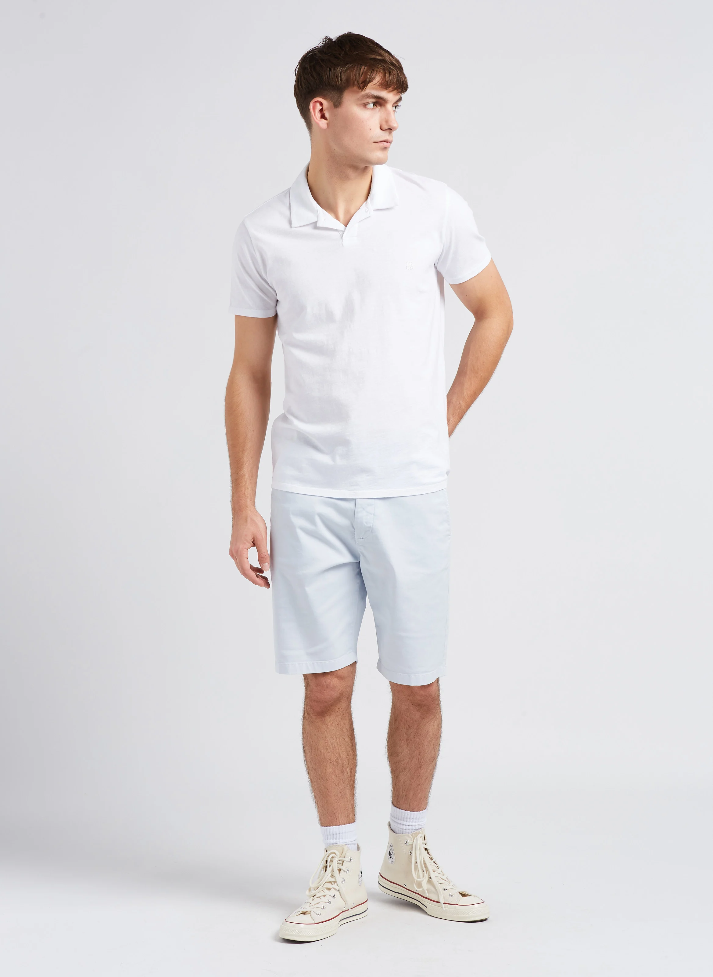 Polo regular-fit en coton flammé | Blanc