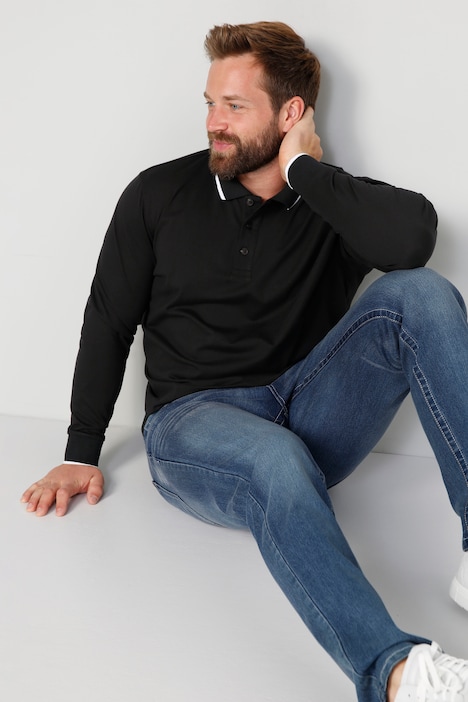 Boston Park Poloshirt, Langarm, Kontrast-Polokragen