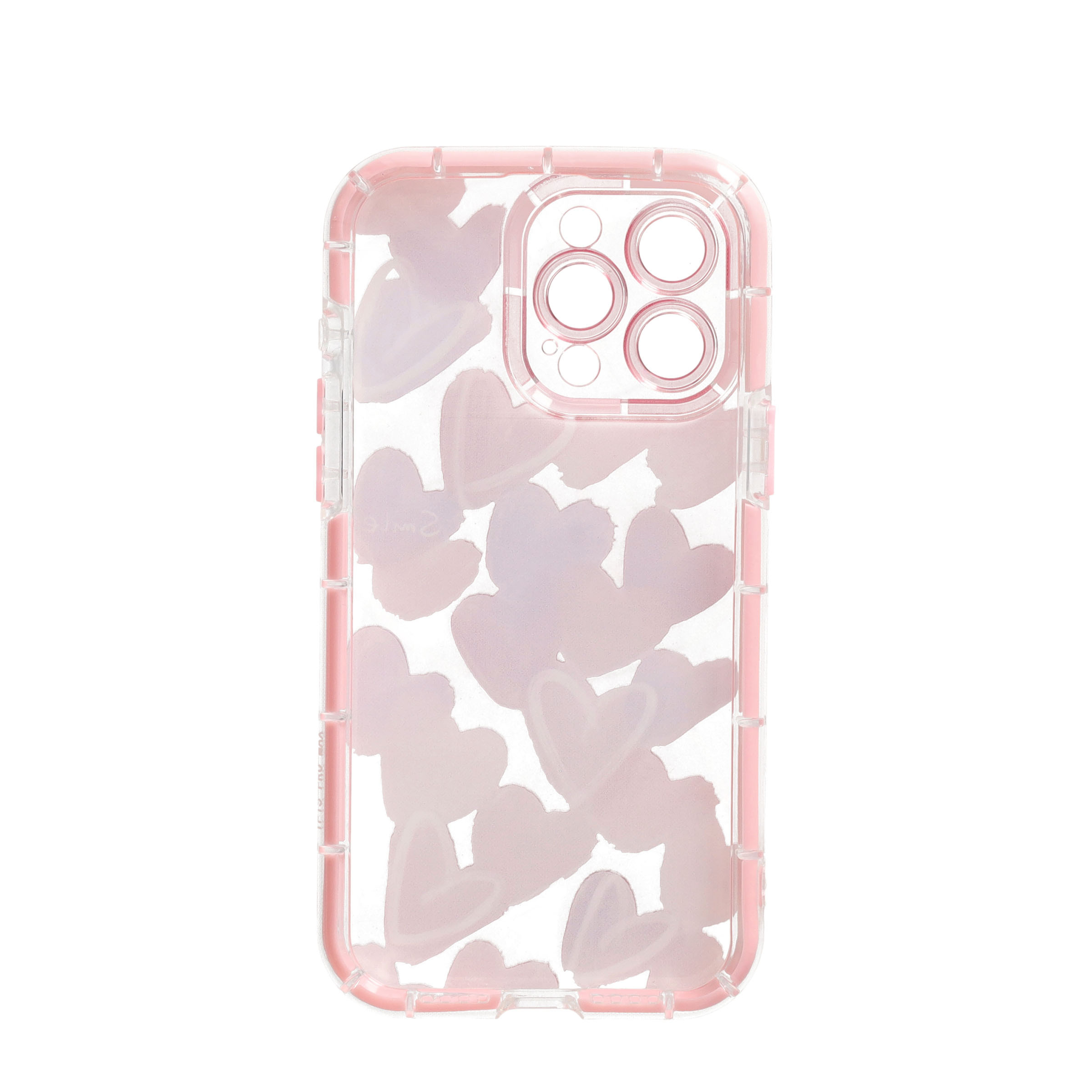 iPhone 15 Pro Max Hybrid Hardcase Hülle Air Cushion Fallschutz - Rosa Herzen