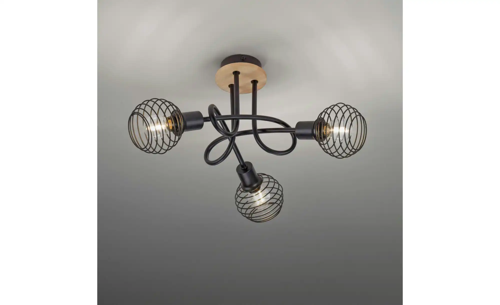 Paul Neuhaus Deckenleuchte, 3-flammig, Holz/Metall