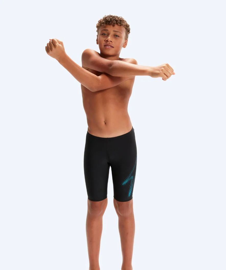 Speedo lange badebukser til drenge - Hyperboom Placement - Sort/blå
