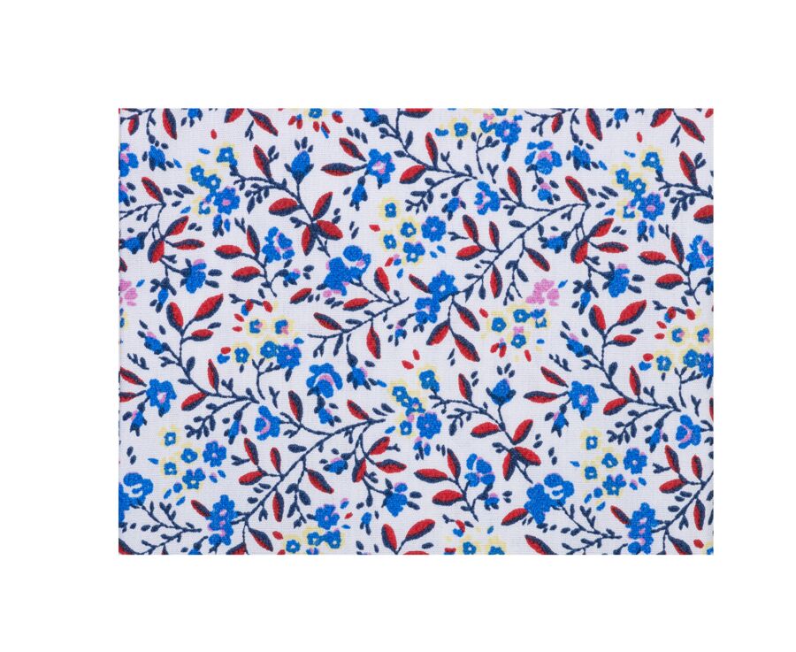 Chemise blanche homme à fleurs bleues et rouges - NOÉBERT