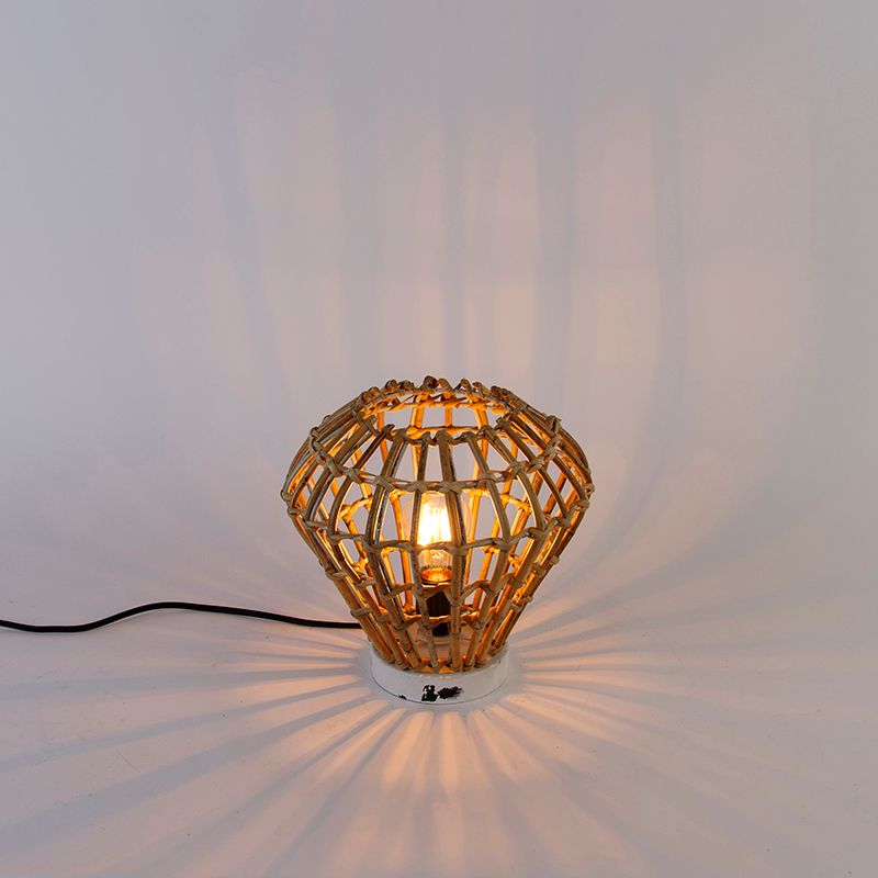 Landelijke tafellamp bamboe met wit - Canna Diamond