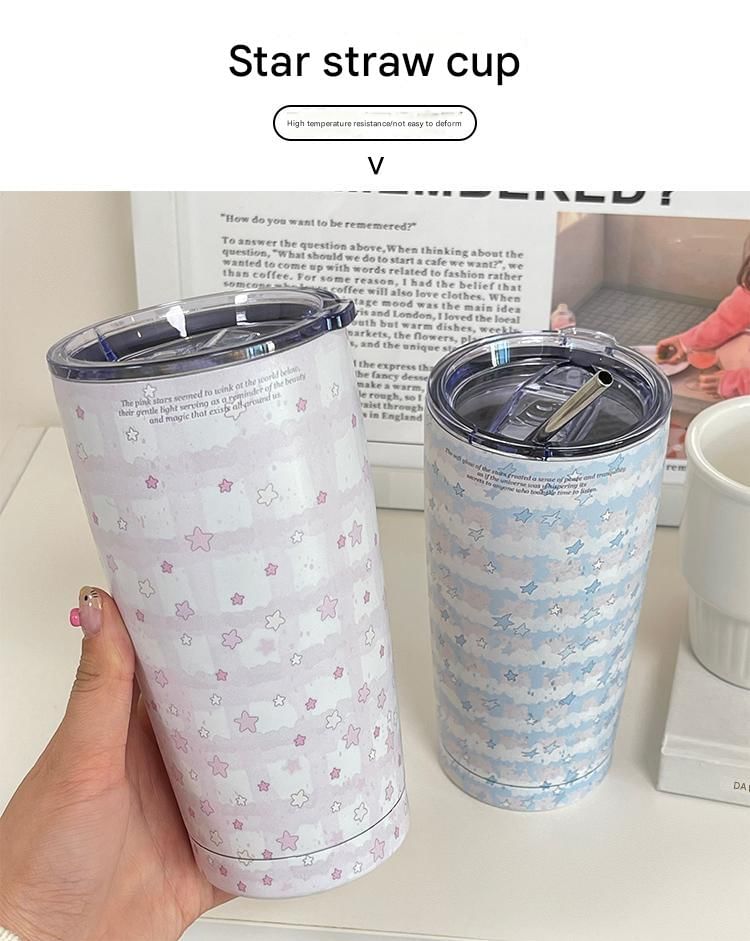 Intimo - Star RVS Tumbler / Drinkrietje / Set (Diverse uitvoeringen)