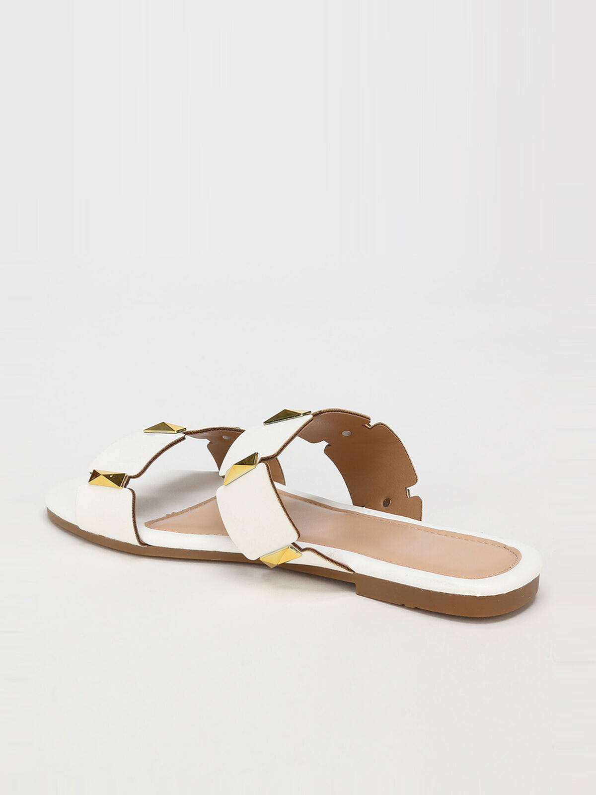 Mules à double brides et détails- Blanc