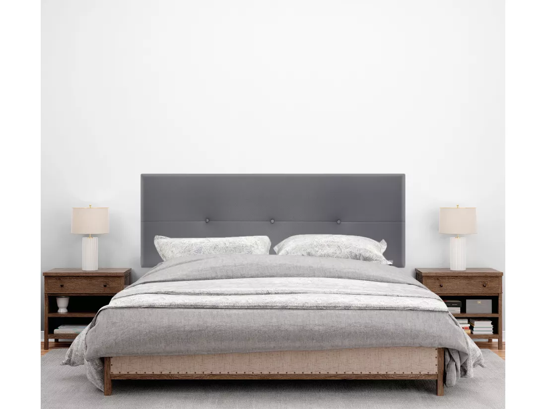 DHOME Tête de lit similicuir avec Boutons 160x105cm avec pieds Lits 150/160 - Gris