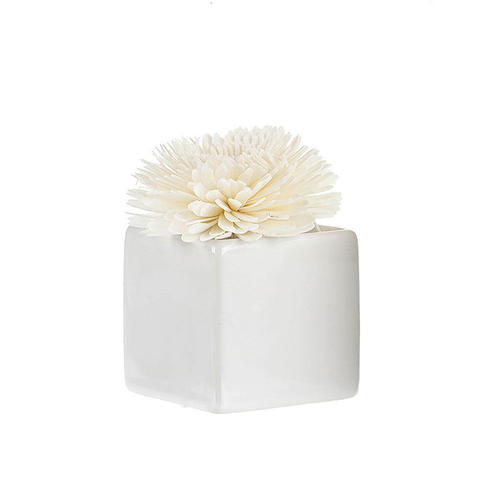 Contenant carré céramique pour fleur blanc 80ml - GOA
