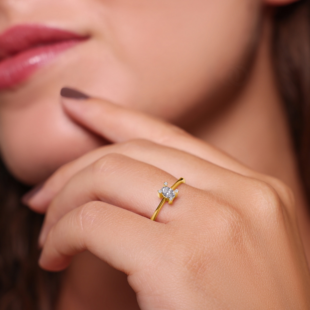 0.16 Karat Diamanten Verlobungsring 750/18 K Gelbgold