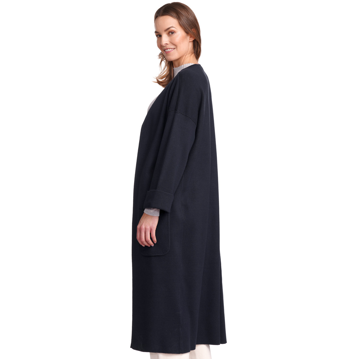Gina Benotti Damen Strickjacke lang geschnitten dunkelblau