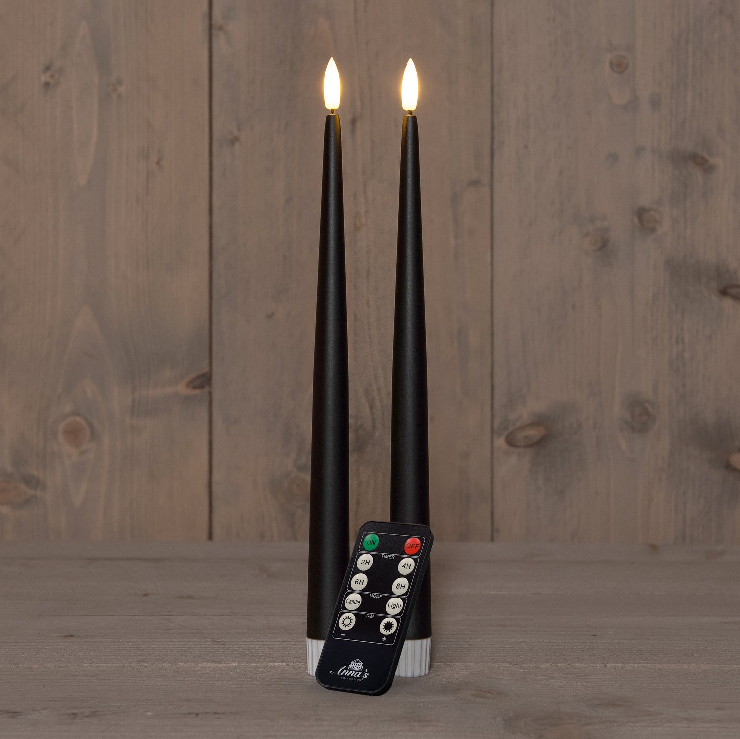 Anna's Collection LED dinerkaars Mino zwart D 3 H 30 cm 2 stuks