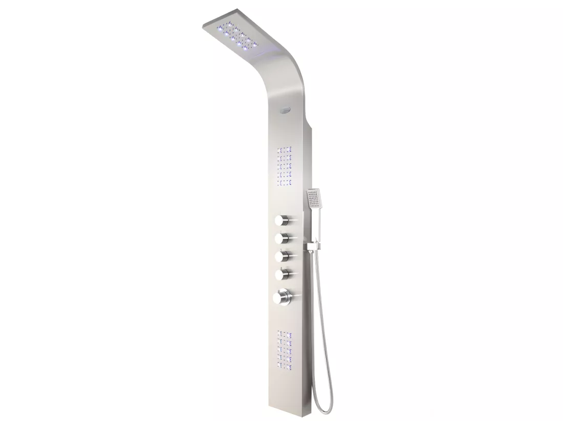 Colonne de douche hydromassante thermostatique à leds - 20*165cm - Argent - FELICITA