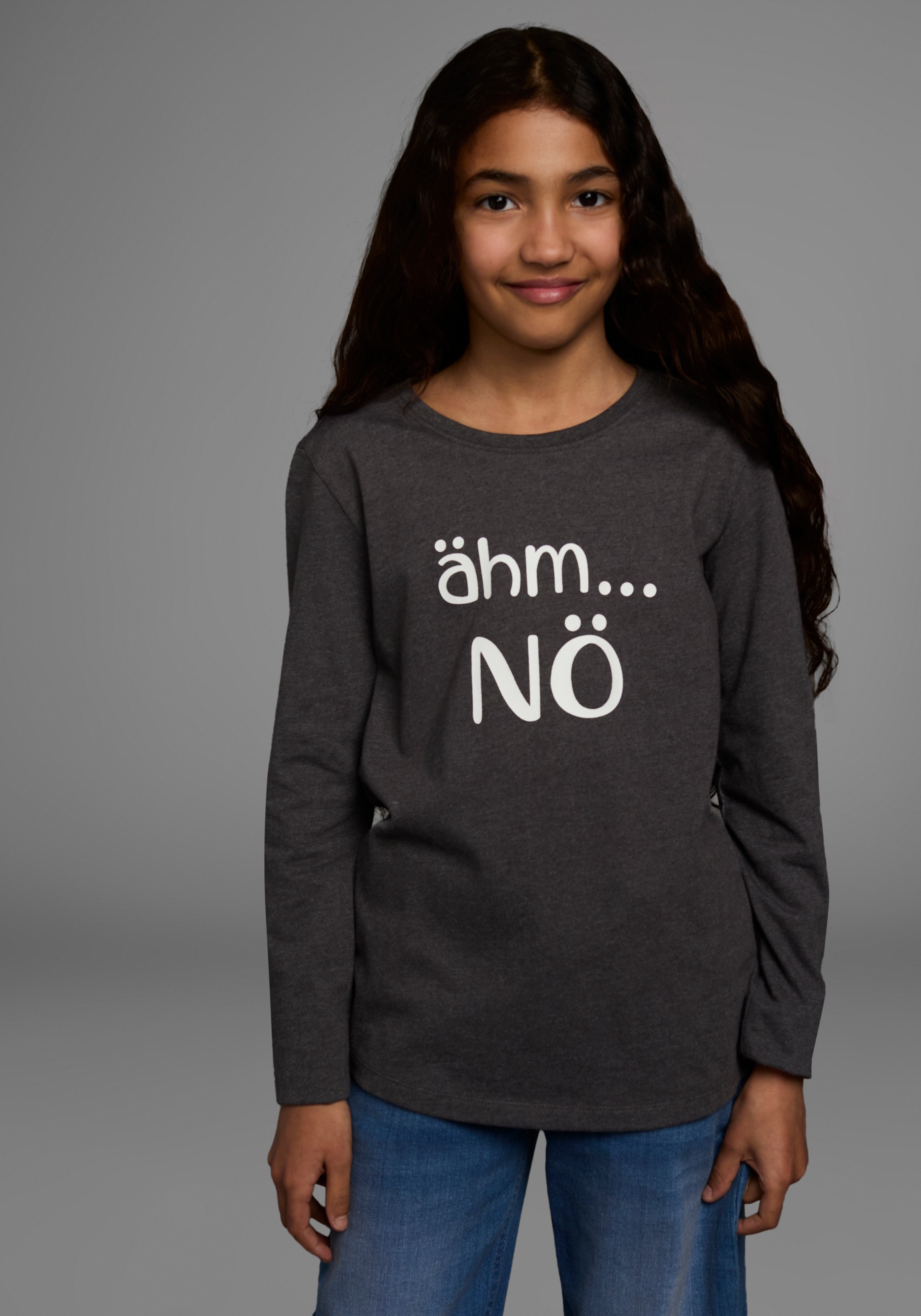 KIDSWORLD Langarmshirt »ähm ...NÖ«, Langarm,  taillierter Schnitt,  mit Statements und Sprüchen