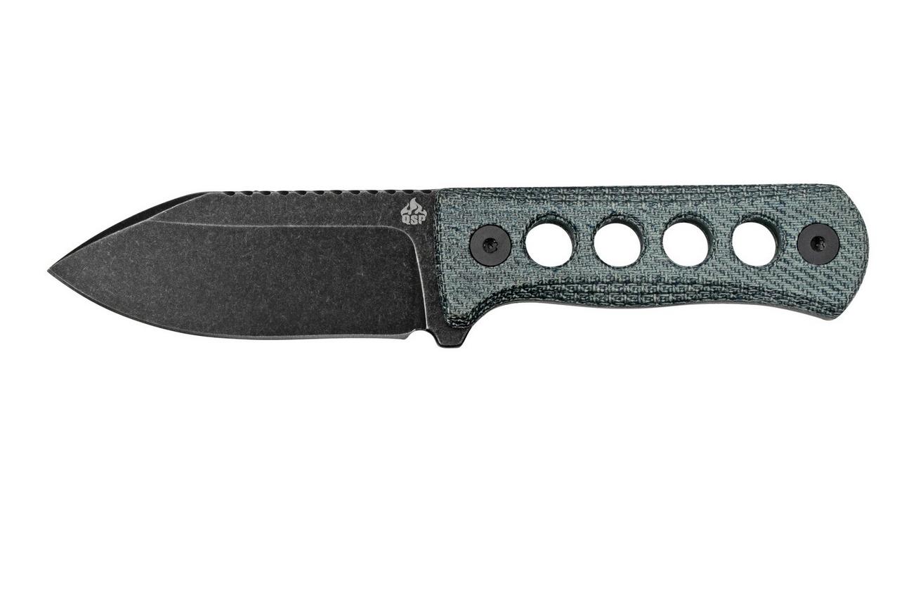 QSP Knife Canary QS141-D2 Blackwashed, Denim Micarta, nekmes