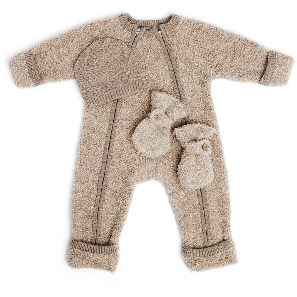 Køb Smallstuff Natur Melange Buksedragt Med Lynlås Bouclé Merino Uld