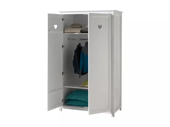Chambre complète lit bébé 60x120 commode à langer et armoire 2 portes Amori Blanc