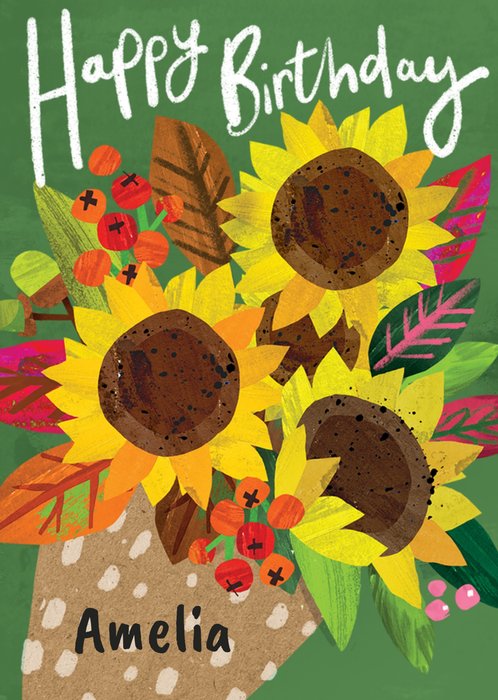Jungle Studio | Verjaardagskaart | Happy Birthday | Bouquet of Sunflowers