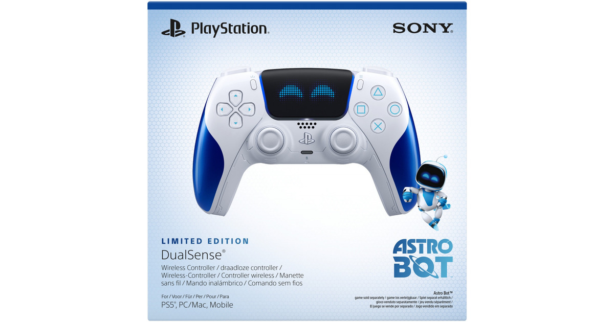 SonyDualSense draadloze controller – ASTRO BOT Joyful Limited Edition  (Wit/blauw, PlayStation 5, Pc/Mac, Mobiele apparaten)