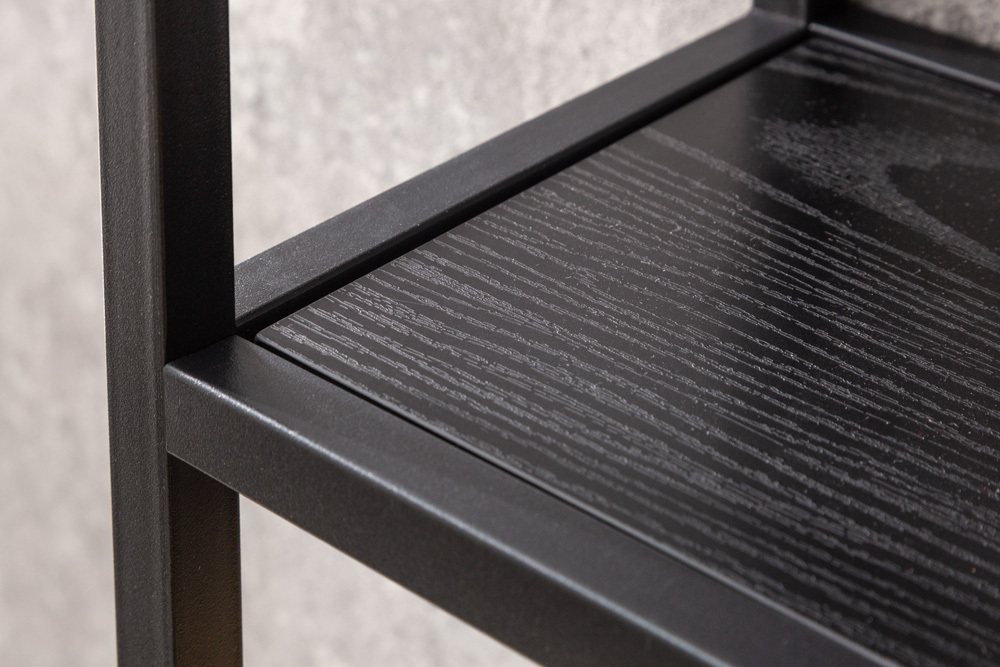 Industrial Wandregal SLIM LINE 90cm Esche schwarz fünf Regalböden