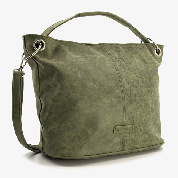 Renato Lucci dames handtas met crocoprint groen
