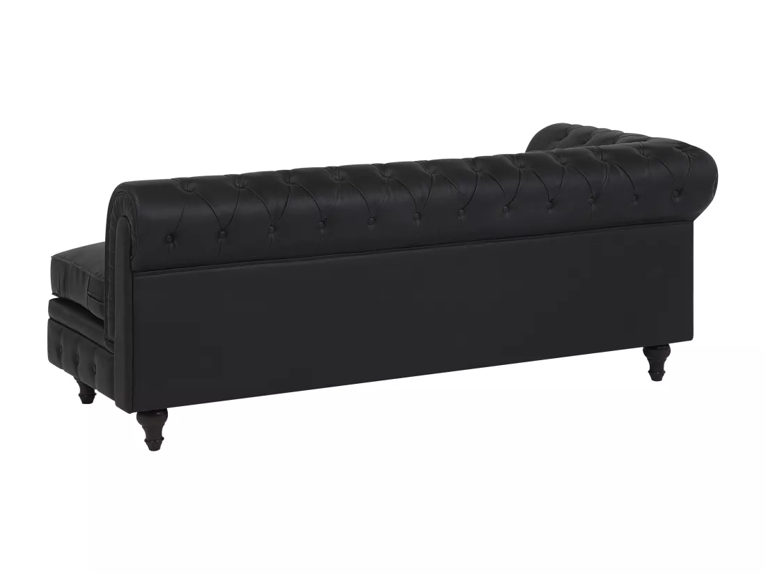 Canapé d'Angle à droite en Cuir PU Noir Housse Amovible Assise Large Chesterfield