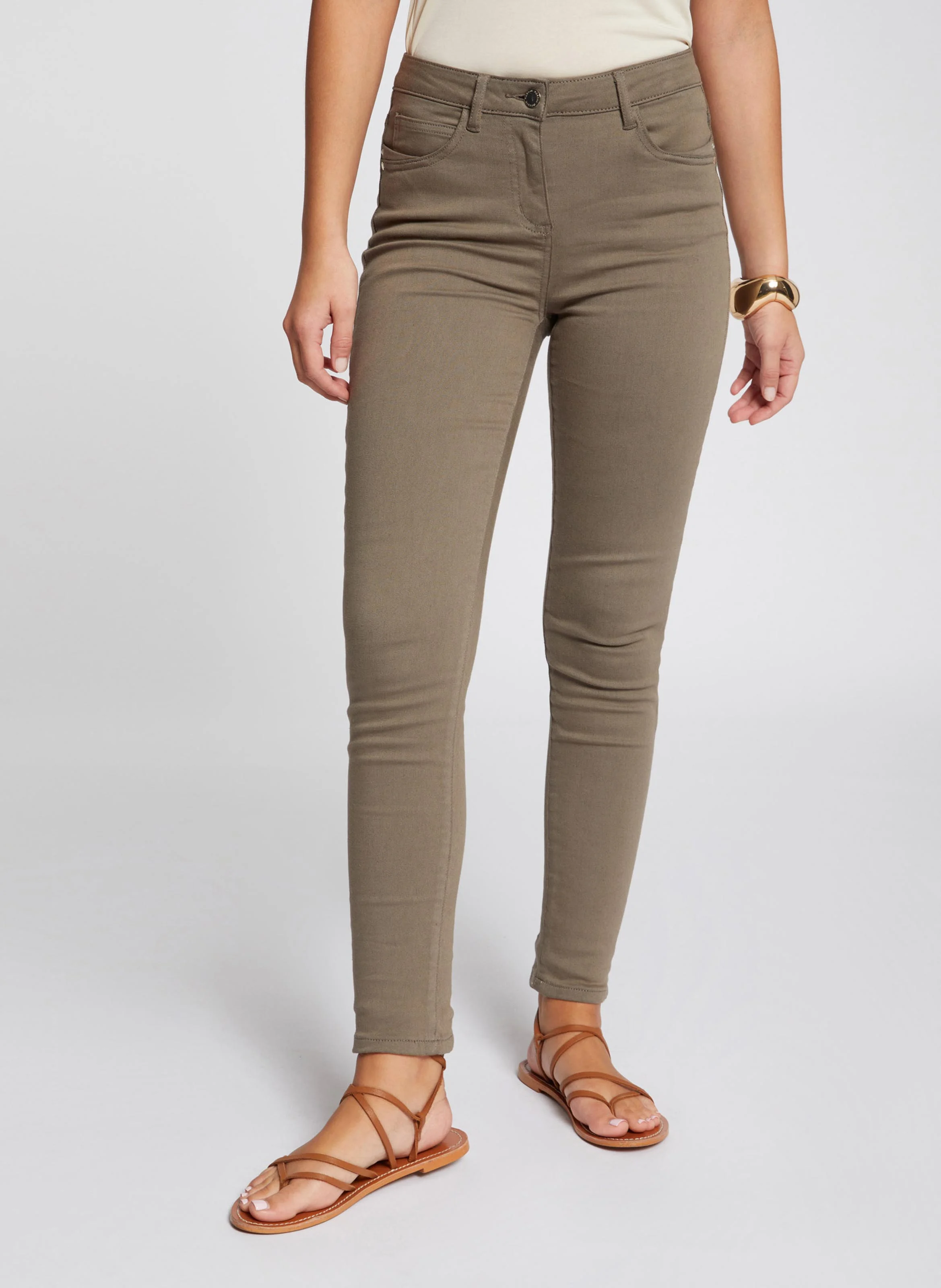 PRETTY - Jean skinny en coton mélangé| Vert