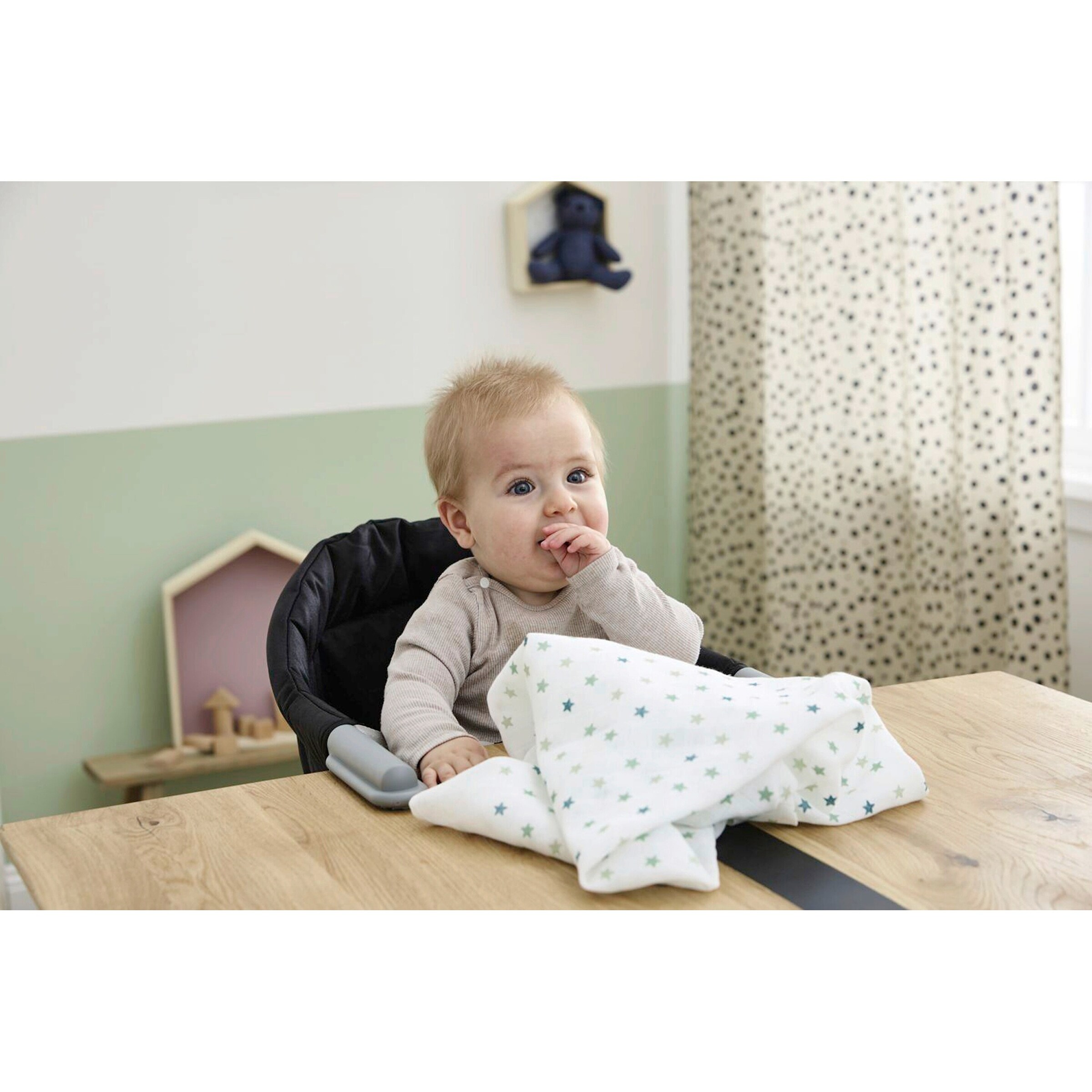 Bornino - Lieblinge 3er-Pack Mullwindeln Sterne 80x80 cm grün/weiß