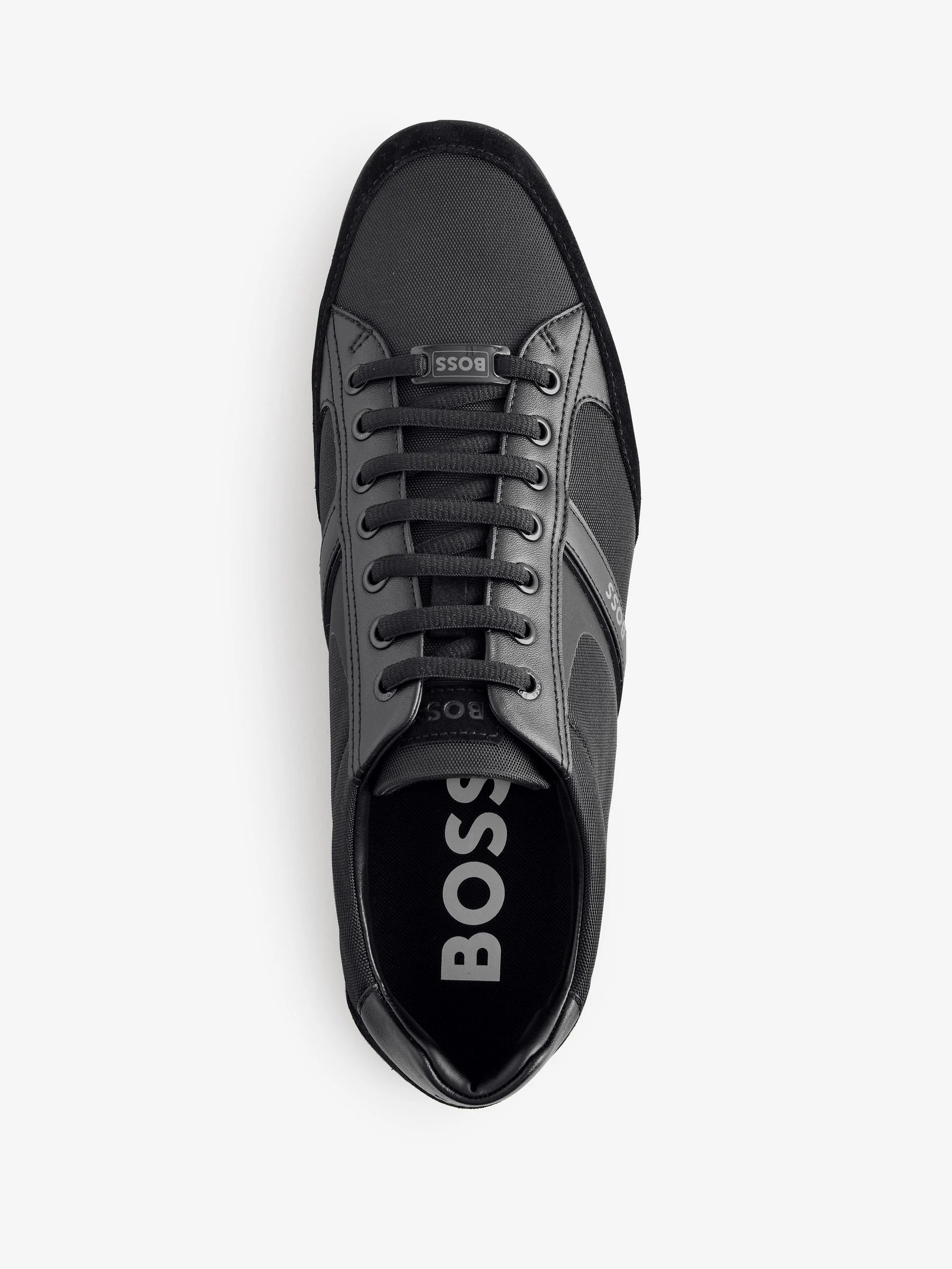 Zwart - BOSS Mix Materials Trainers With Suede And Faux Leather