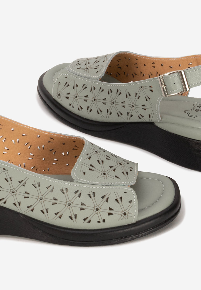 Sandales à plateforme en cuir vert Fedra