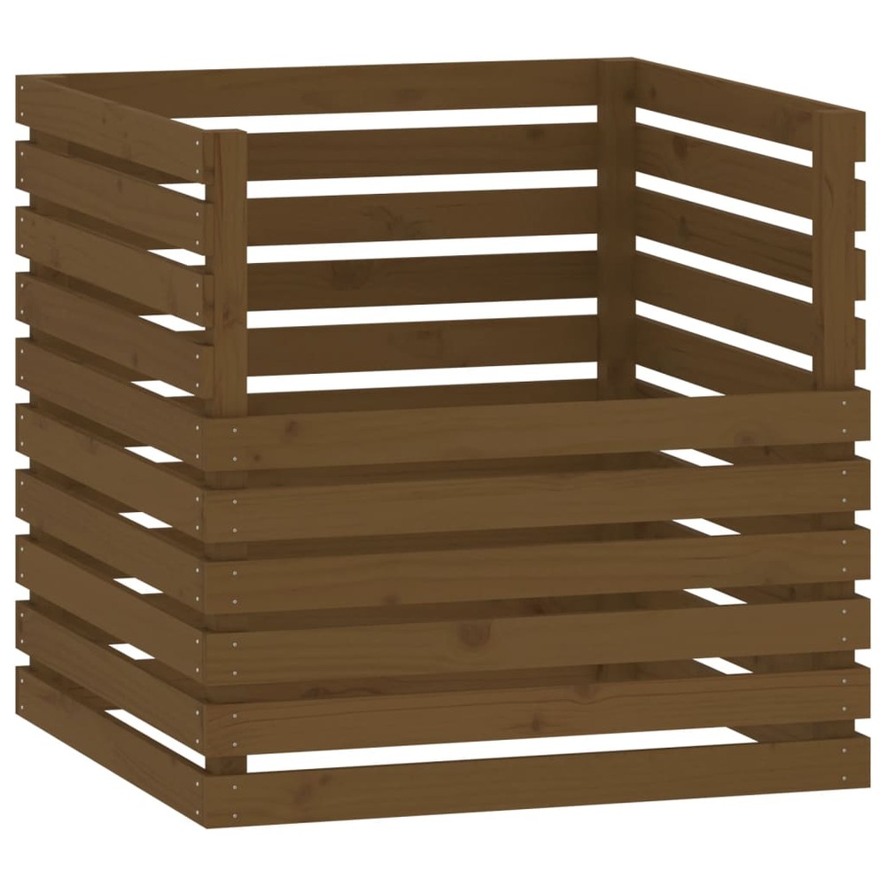 Composteur marron miel 80x80x78 cm bois massif de pin